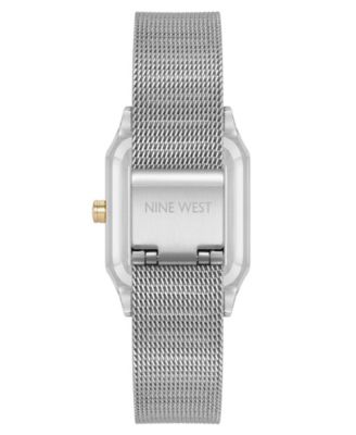 Women's Quartz Faceted Silver-Tone and Gold-Tone Stainless Steel Mesh Watch, 26mm