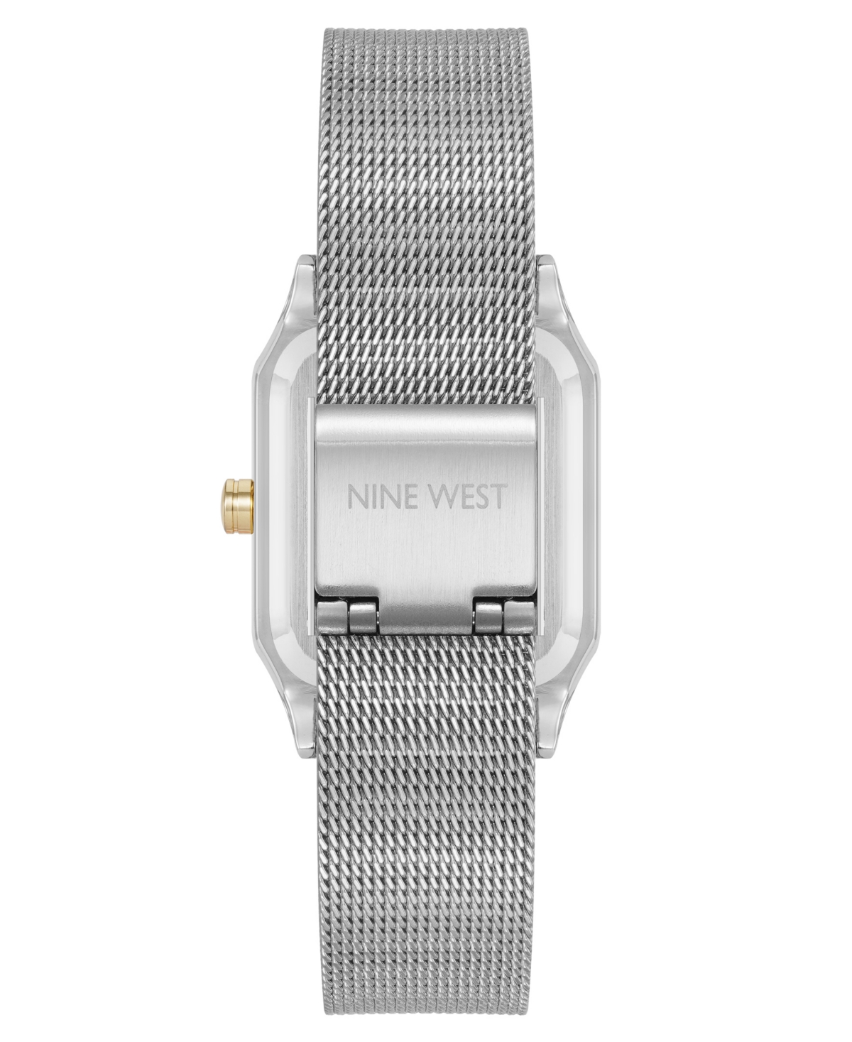 Nine West Women's Quartz Faceted Silver-tone And Gold-tone Stainless Steel Mesh Watch, 26mm In Metallic