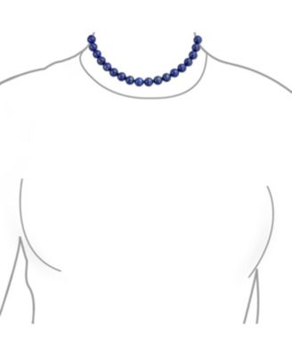 Bling Jewelry Semi-Precious Natural Lapis Lazuli Stone 10MM Bead Ball Strand Necklace 16-19 Inch