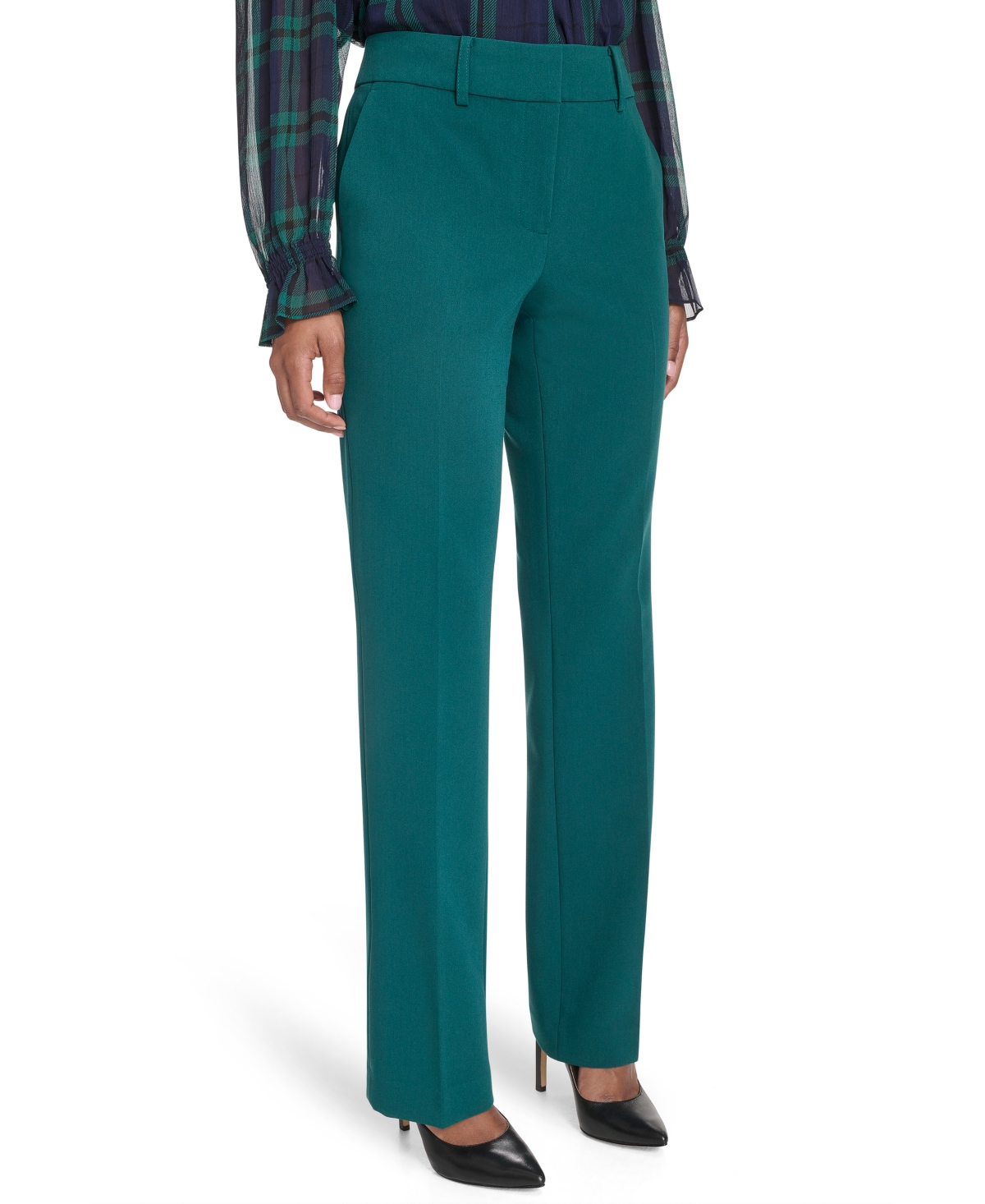 Tommy Hilfiger Women's Solid Sutton Bootcut Trousers In Green