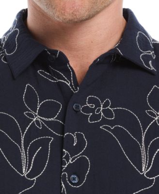 Men's Embroidered Short Sleeve Button Down Shirt
