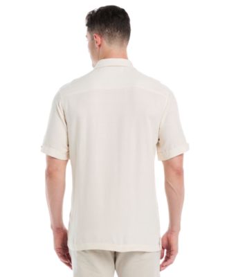 Men's Batik Palm Print Short-Sleeve Button-Down Shirt