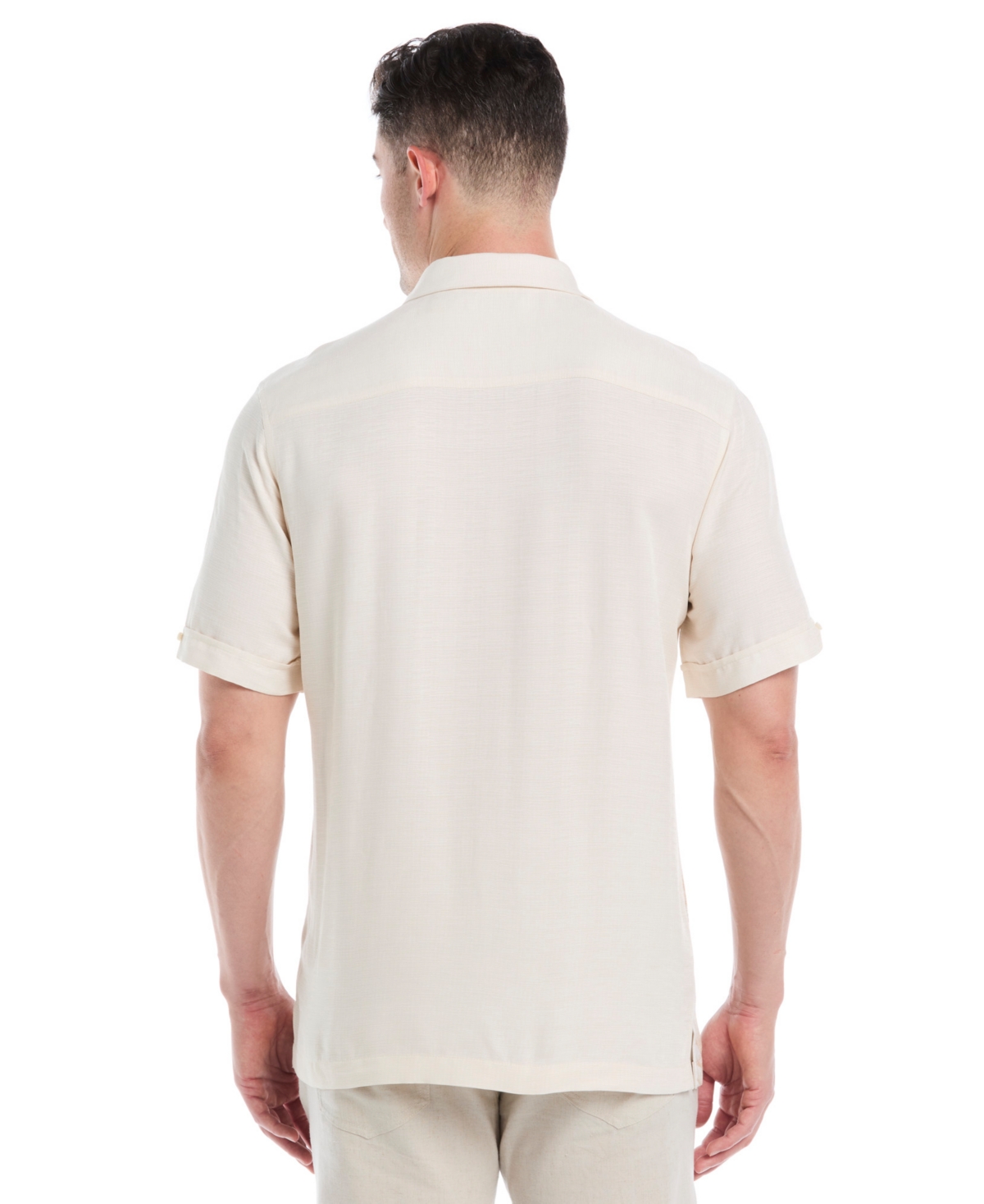 Cubavera Men's Batik Palm Print Short Sleeve Button Down Shirt In Neutral