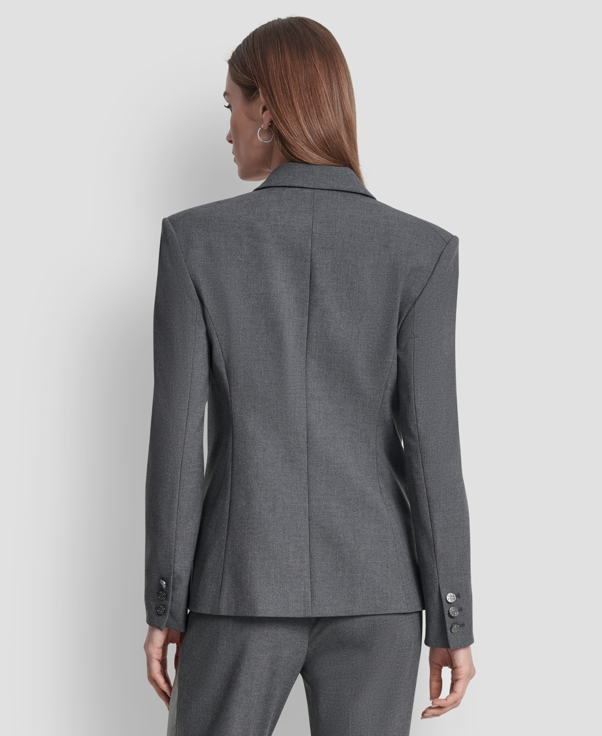 Dkny Women's Notch Collar One-button Tuxedo Jacket In Gray