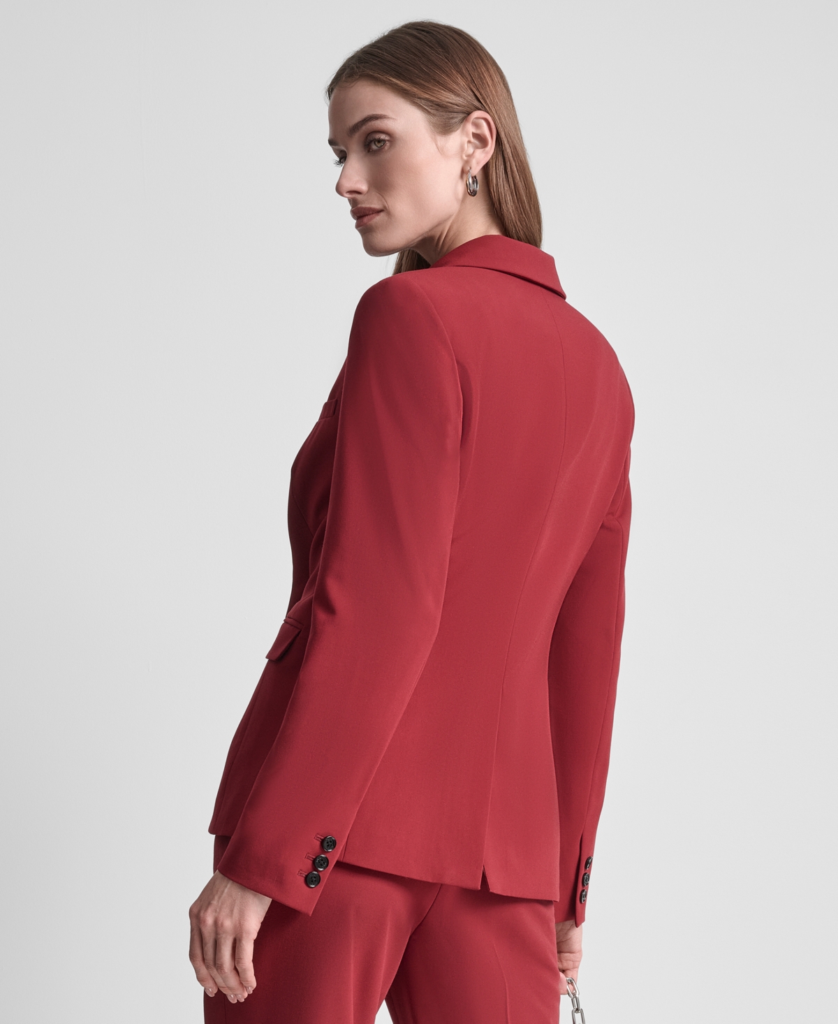Dkny Women's Padded Shoulder One-Button Jacket