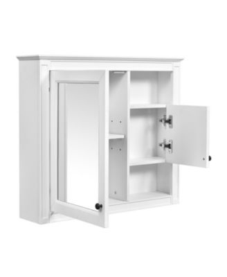 32" Bathroom Wall Cabinet with Mirrored Door and 3 Storage Shelves, Wall Mounted Storage Cabinet