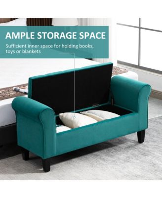 Button-Tufted Storage Ottoman Bed Bench,