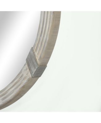 30.75" Wood Wall Mirror, Round Mirror for Wall Living Room, Natural