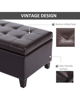 Storage Ottoman Bench 3-seater PU Leather Furniture Foot Stool