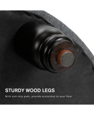 Upholste Round Linen Storage Stool Footrest of Button Tufted