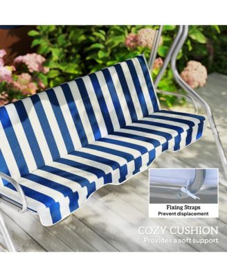 3-Person Porch Swing with Adjustable Canopy, & Stripe