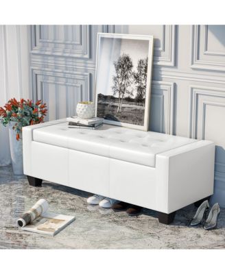 Home Modern Ottoman Storage Bench Seat Footrest Sofa Shoe Faux Leather