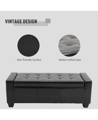 Modern Ottoman Bench Seat Faux Leather Sofa Shoe Storage Footrest