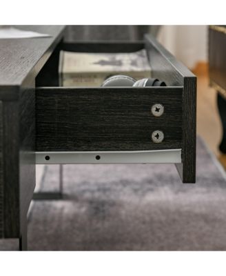 Industrial Table w/Storage Drawer & Solid Metal Frame, Dark