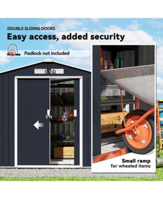 7&#39; x 4&#39; Storage Shed Garden Tool House w/ Vents Doors Dark