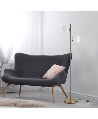 Modern Floor Lamp with 2 Globe Lamp Shade Reading Sding Light