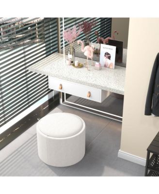 Round Storage Ottoman Table with Flip Top Tray,