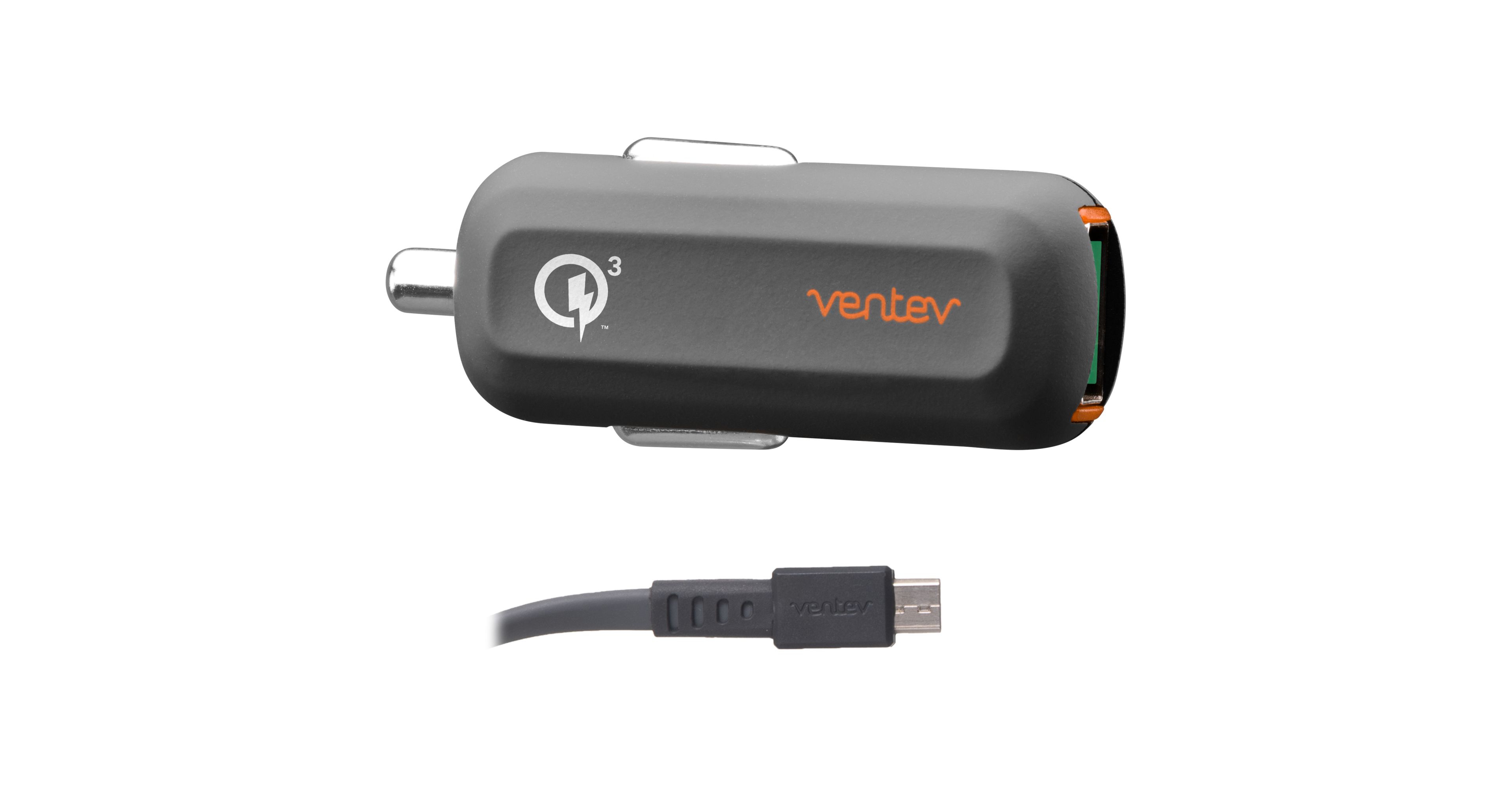 Ventev 24W Ultrafast Usb A Car Charger and Usb A to Micro Usb Cable