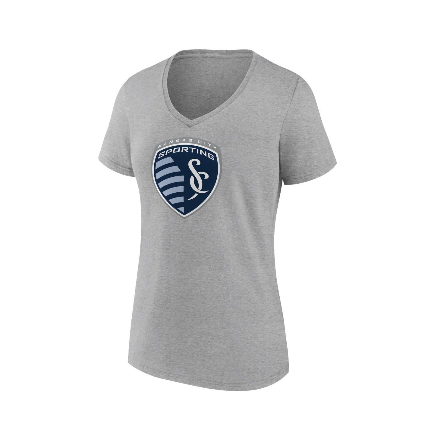 Женская футболка Fanatics Steel Sporting Kansas City Logo V-Neck — фото 2