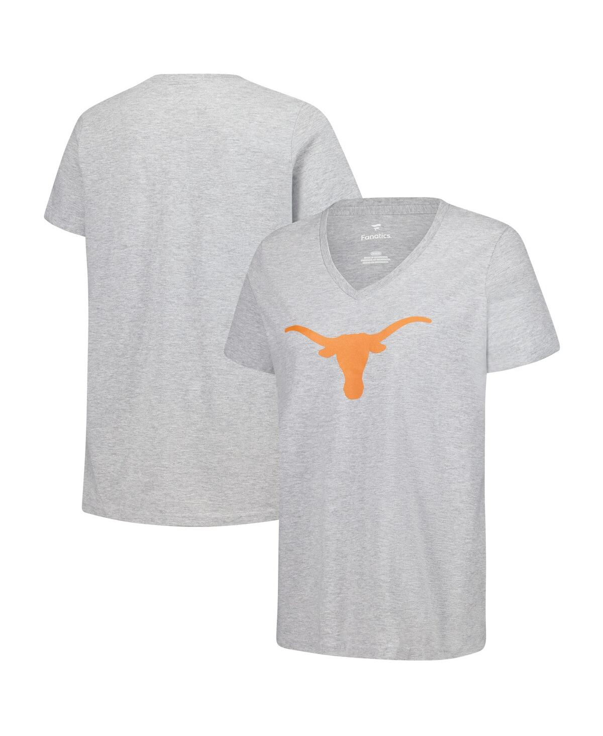 Women's Gray Texas Longhorns Primary Logo V-Neck T-Shirt - Gray