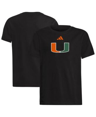 adidas - Big Boys and Girls Black Miami Hurricanes 2023 Sideline Locker Room Logo Fresh T-Shirt