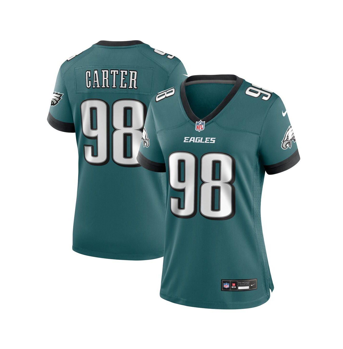 Женский топ Nike Jalen Carter Midnight Green Philadelphia Eagles Team Game Jersey — фото 1