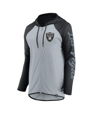 Women's Silver/Black Las Vegas Raiders Script Full-Zip Hoodie