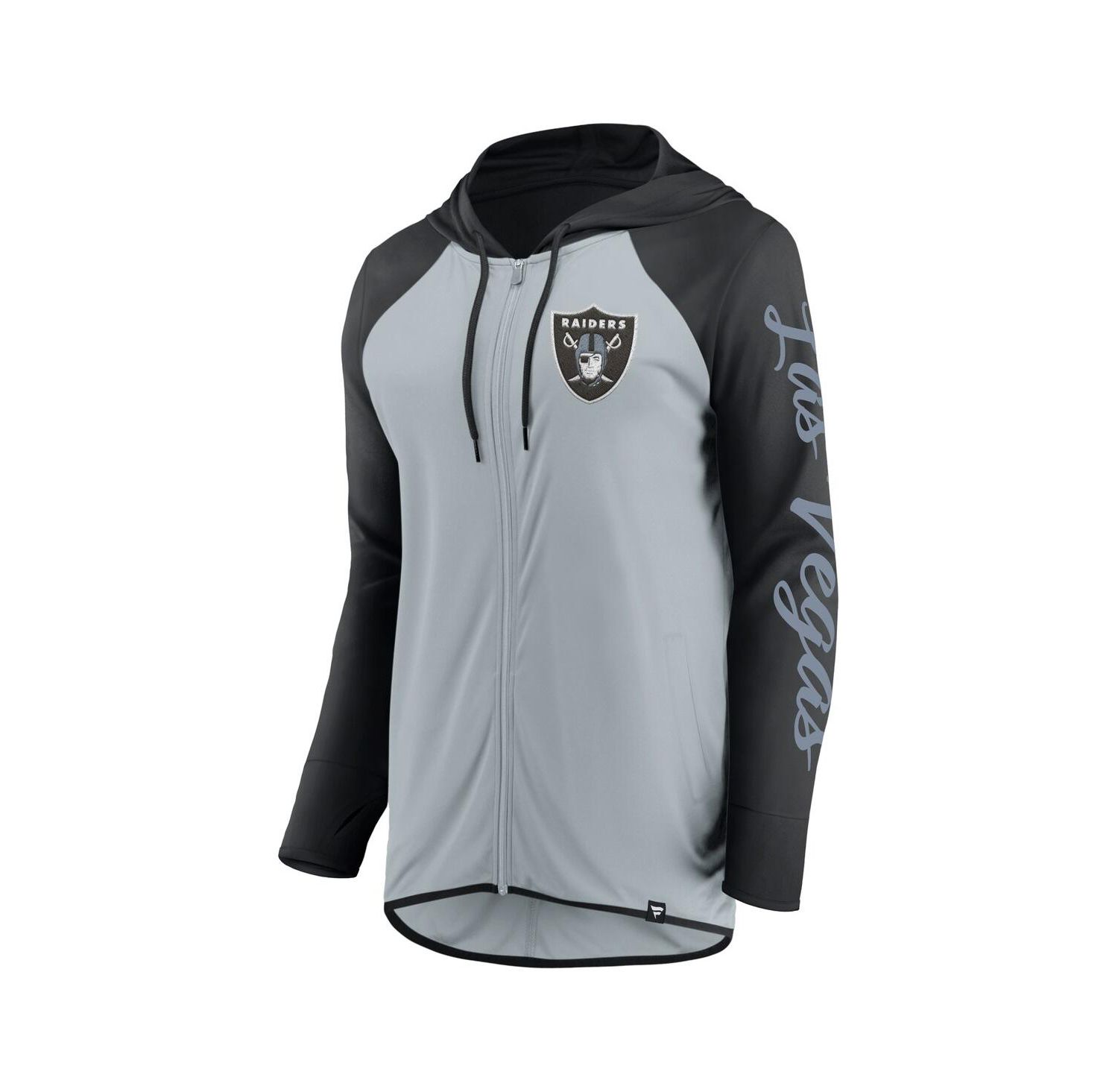 Women's Silver/Black Las Vegas Raiders Script Full-Zip Hoodie