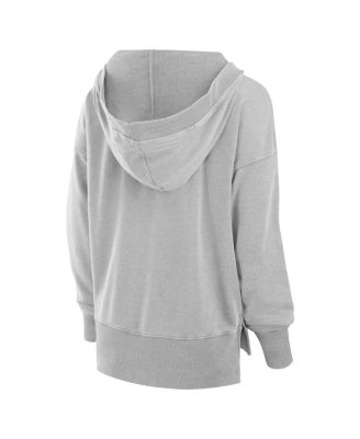 Women's Heather Gray Miami Dolphins Initiative Snow Wash French Terry V-Neck Pullover Hoodie