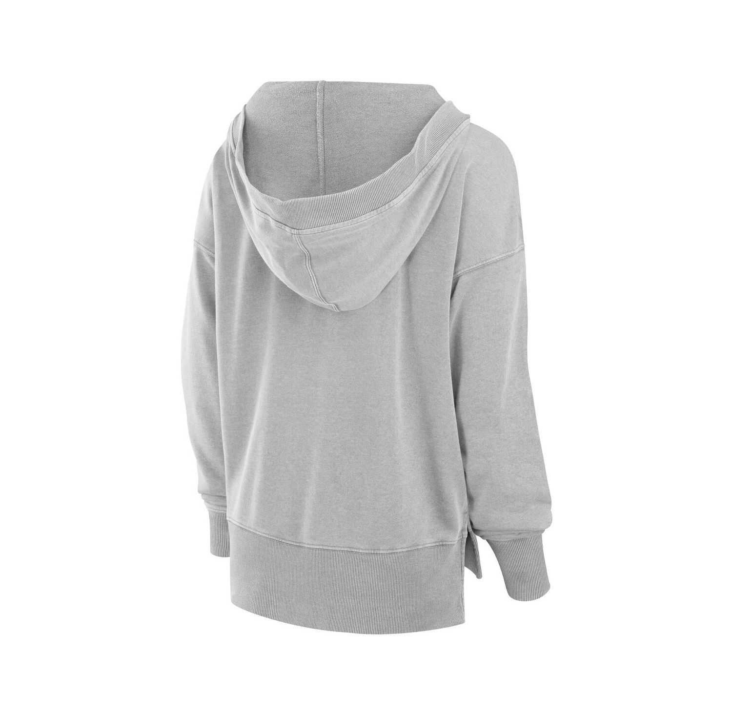 Women's Heather Gray Miami Dolphins Initiative Snow Wash French Terry V-Neck Pullover Hoodie