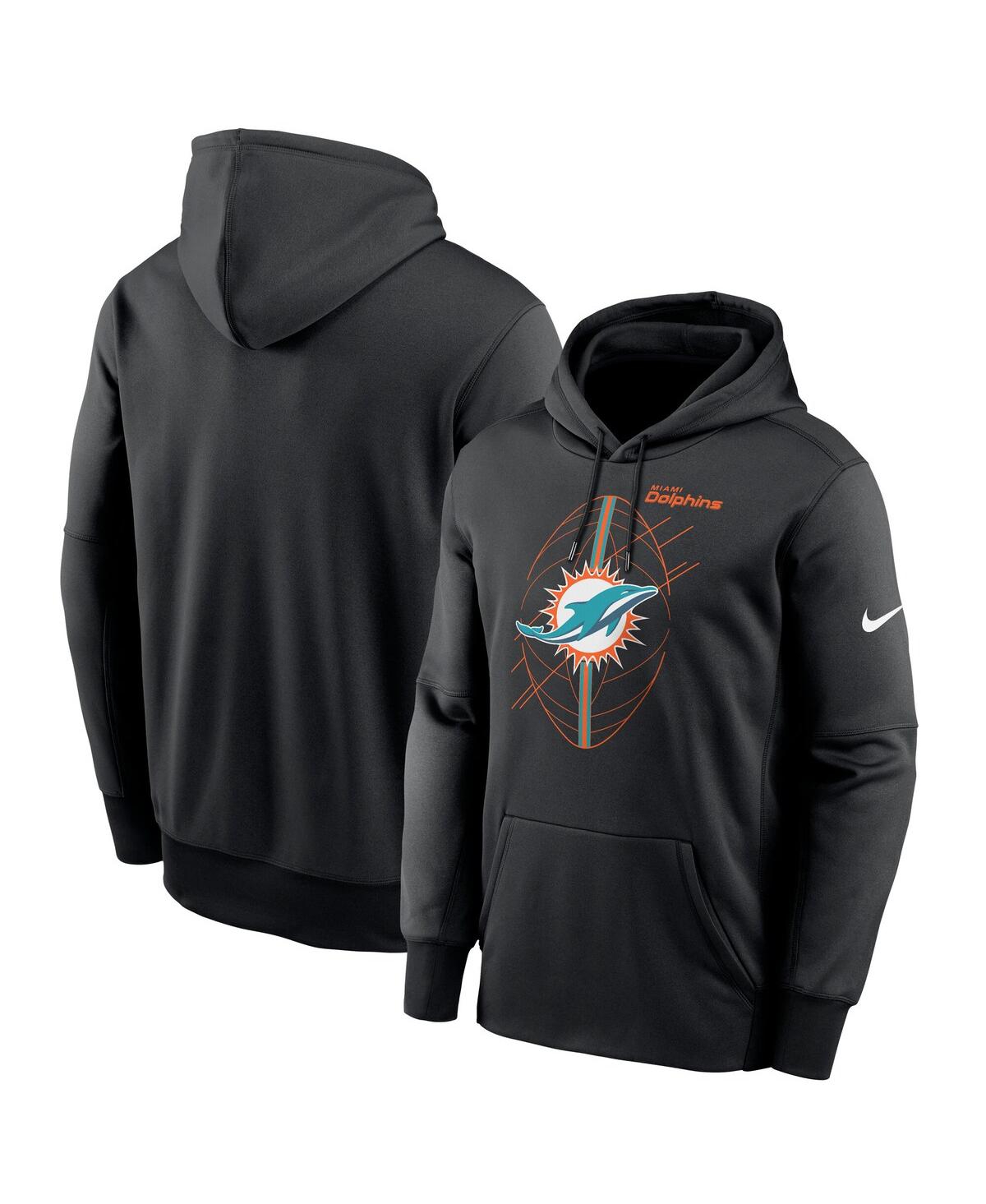Men's Black Miami Dolphins Performance Fleece Pullover Hoodie - Black