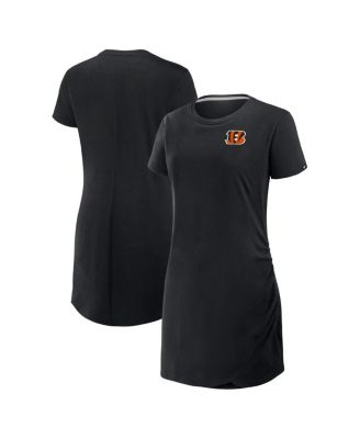 Fanatics - Women's Black Cincinnati Bengals Ruched Drape T-Shirt Dress