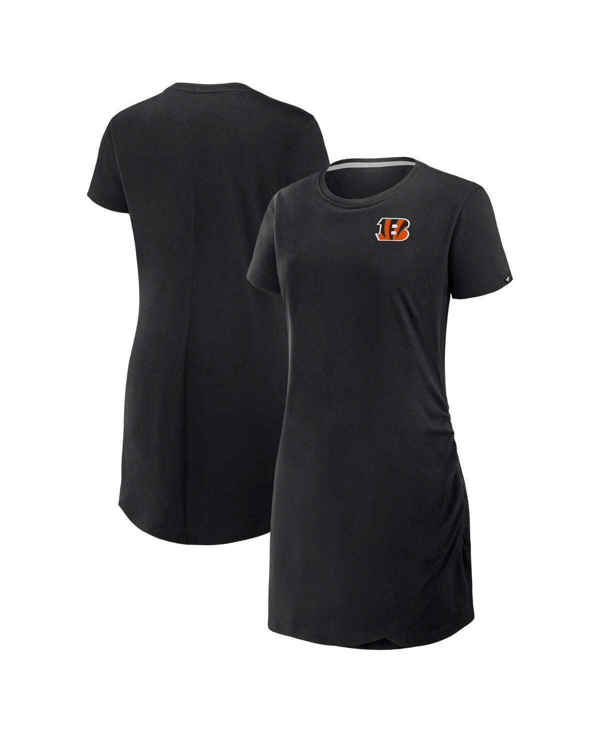 Women's Black Cincinnati Bengals Ruched Drape T-Shirt Dress - Black
