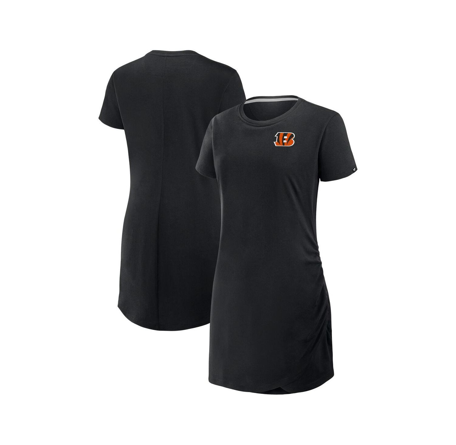 Women's Black Cincinnati Bengals Ruched Drape T-Shirt Dress