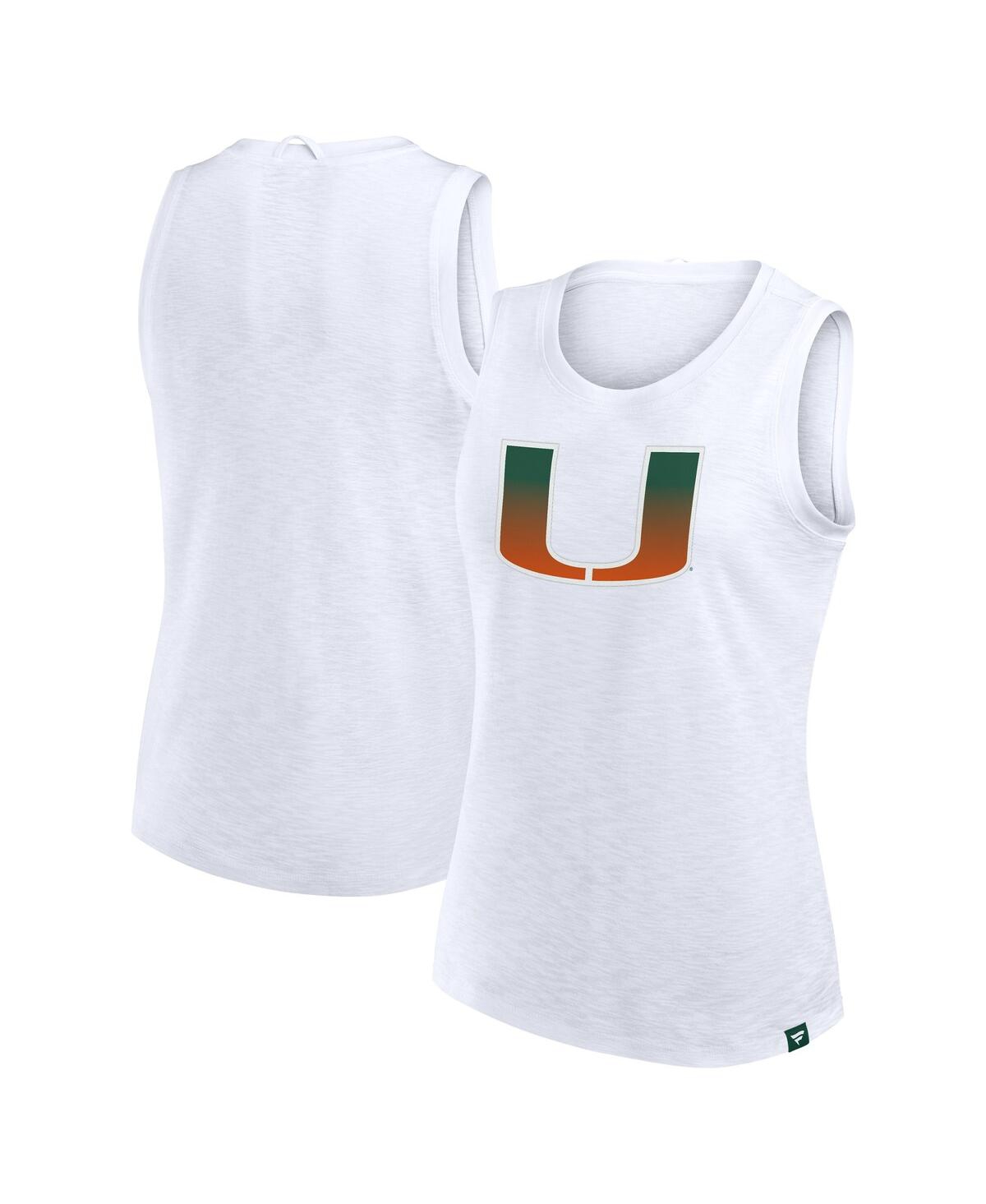 Women's White Miami Hurricanes Activate Slub Tank Top - White