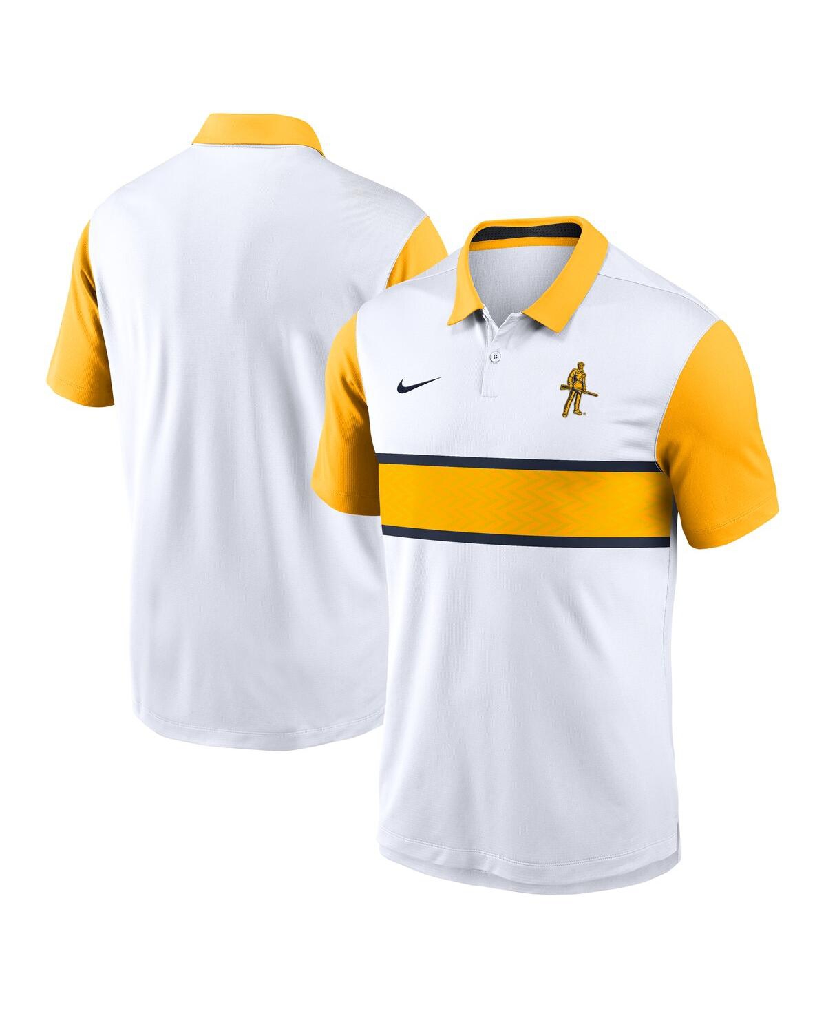 Men's White/Gold West Virginia Mountaineers Athletic Prep Alt Logo Vapor Performance Polo Shirt - White, Gold