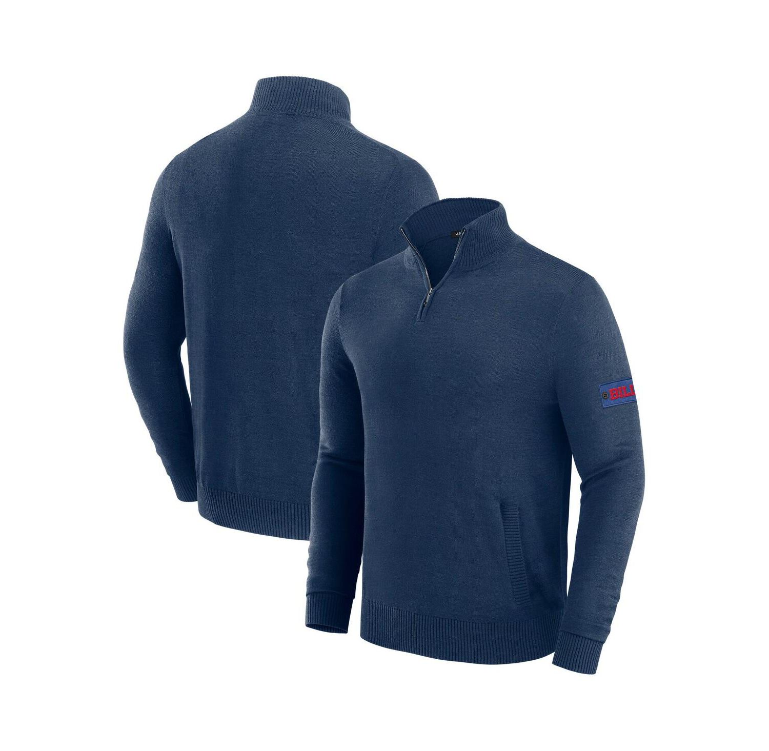 Men's Navy Buffalo Bills Franchise Quarter-Zip Sweater