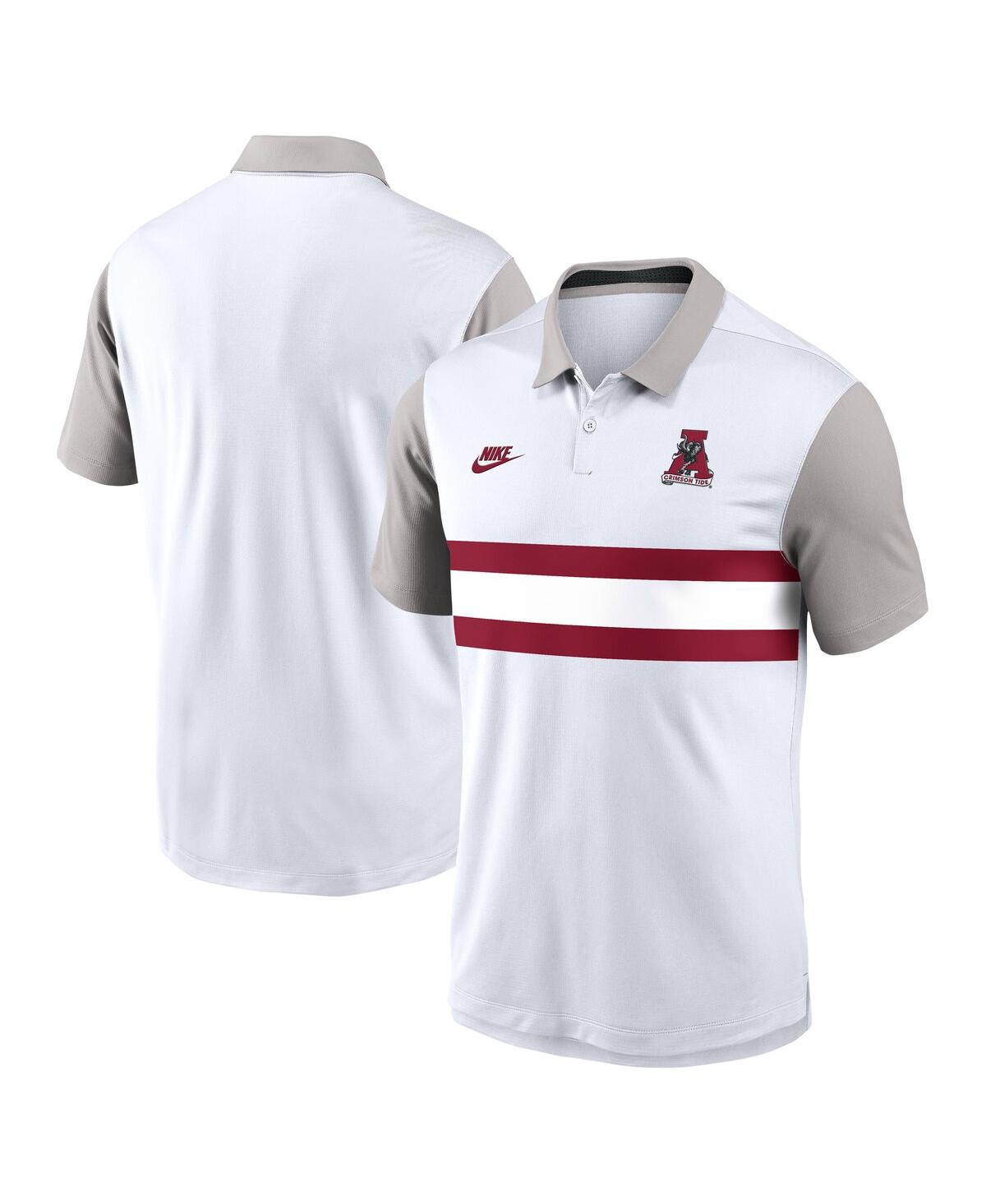 Men's White/Gray Alabama Crimson Tide Athletic Prep Legacy Logo Vapor Performance Polo Shirt - White, Gray