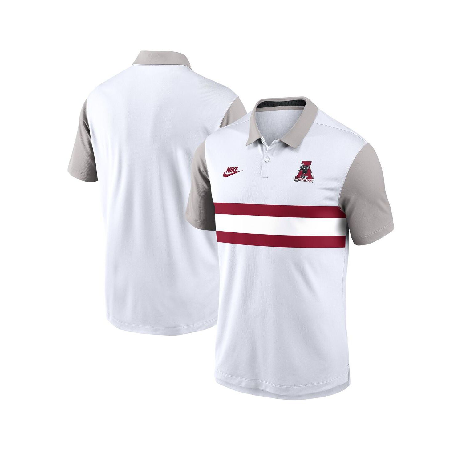 Men's White/Gray Alabama Crimson Tide Athletic Prep Legacy Logo Vapor Performance Polo Shirt
