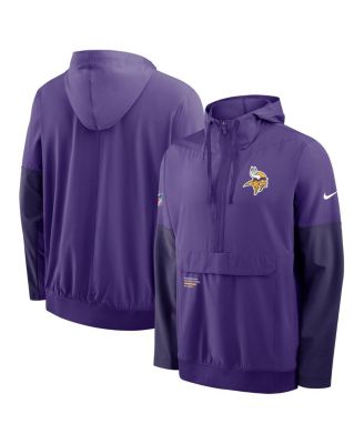 Nike - Men's Purple Minnesota Vikings Sideline Anorak Half-Zip Hoodie Jacket