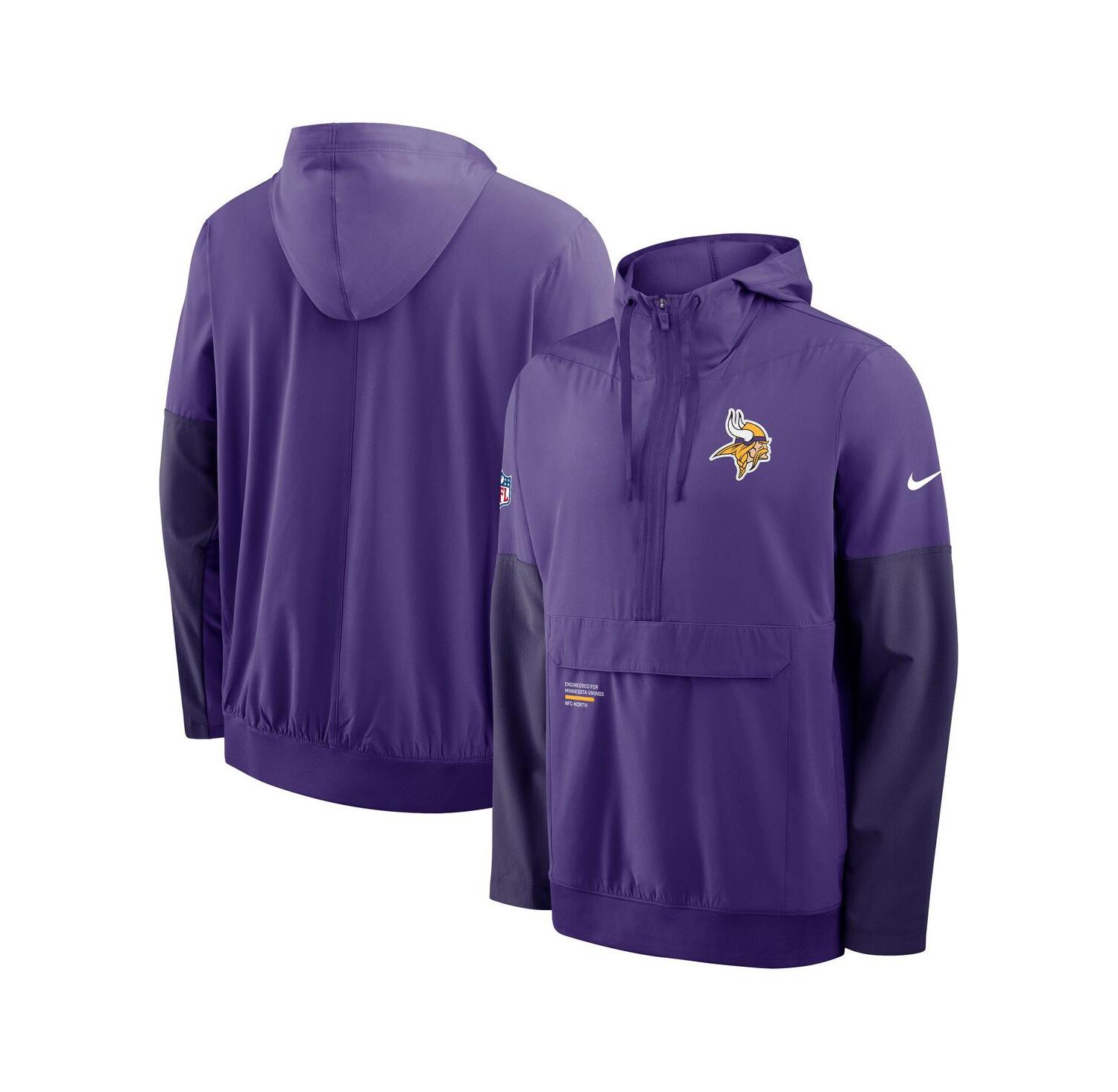 Men's Purple Minnesota Vikings Sideline Anorak Half-Zip Hoodie Sweatshirt