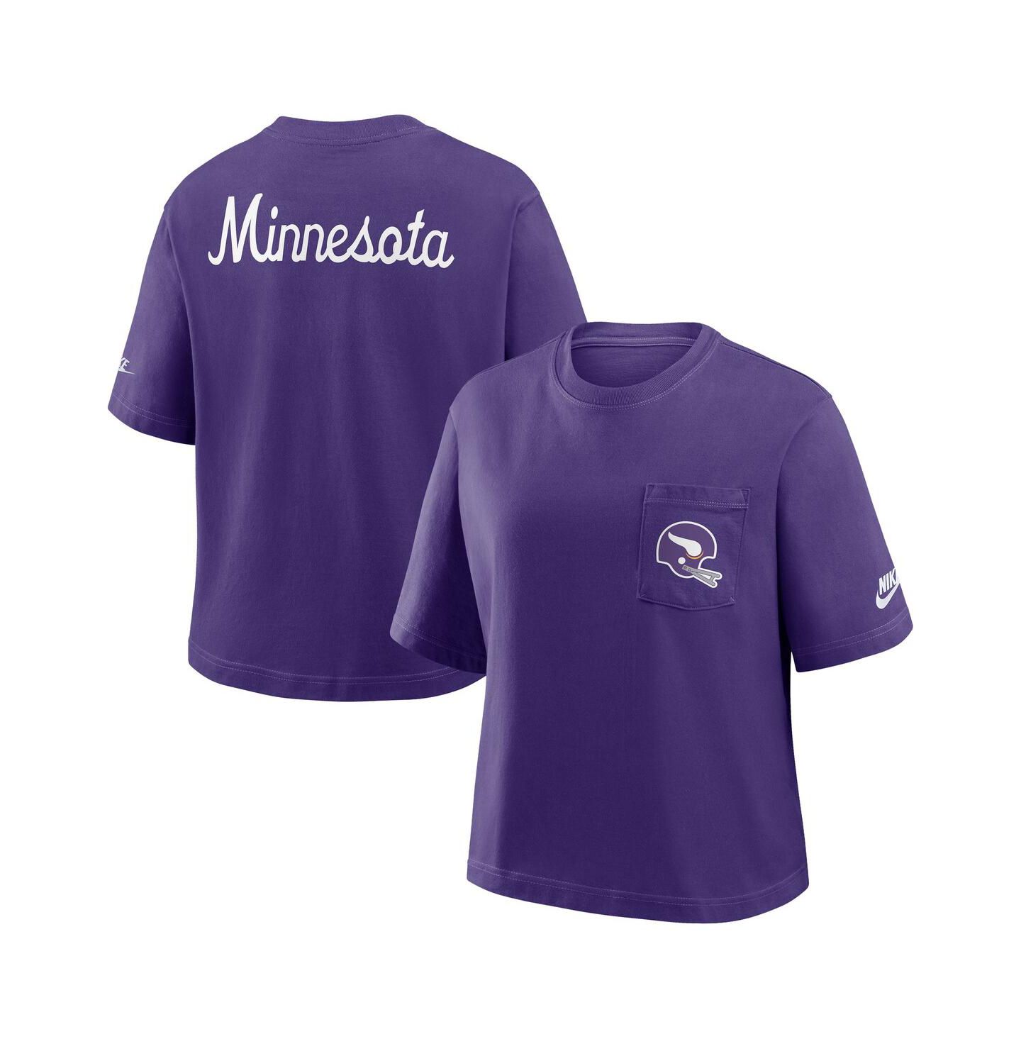 Женская футболка Nike Purple Minnesota Vikings Rewind Pocket Boxy — фото 1