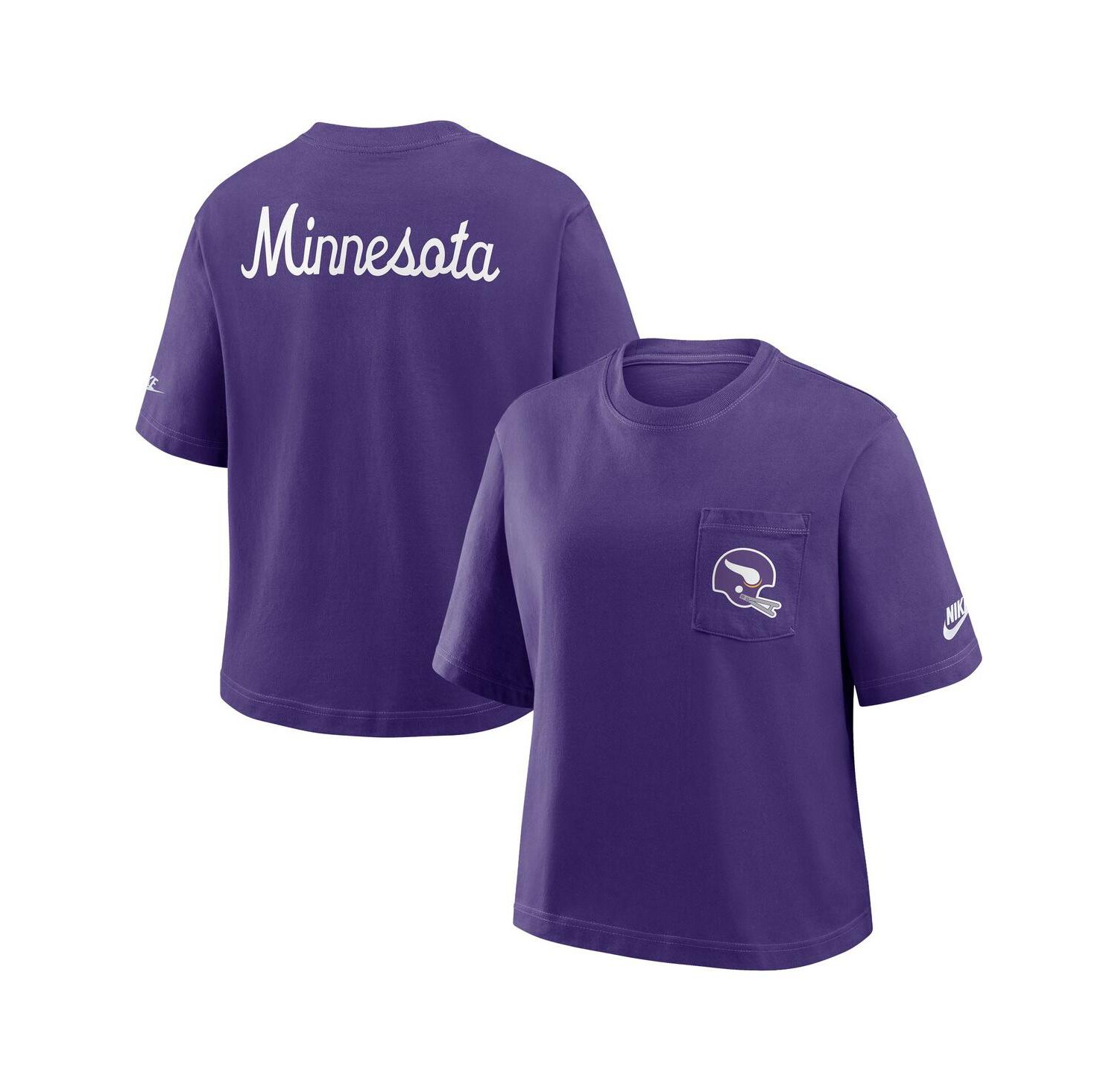 Women's Purple Minnesota Vikings Rewind Pocket Boxy T-Shirt
