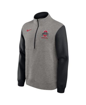 Men's Heather Gray/Black Ohio State Buckeyes Club Fleece Half-Zip Pullover Sweatshirt