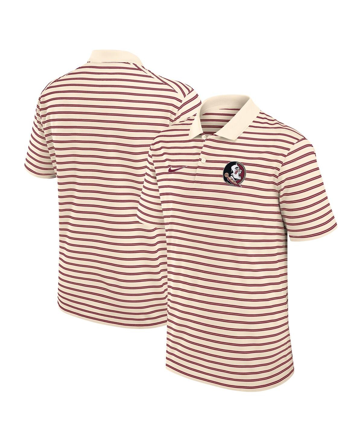 Men's Cream Florida State Seminoles Solid Foundation Striped Performance Polo Shirt - Cream
