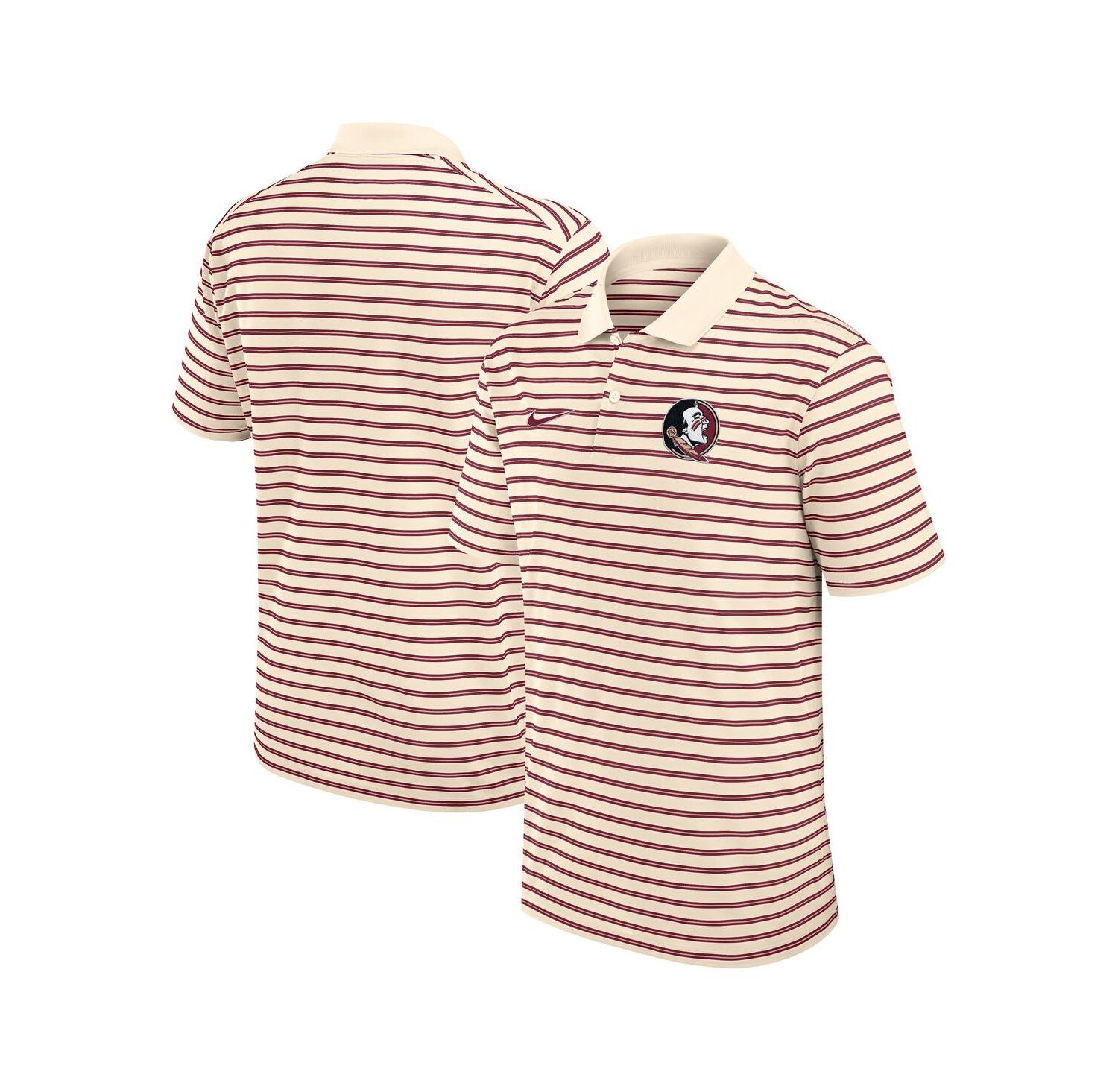 Men's Cream Florida State Seminoles Solid Foundation Striped Performance Polo Shirt