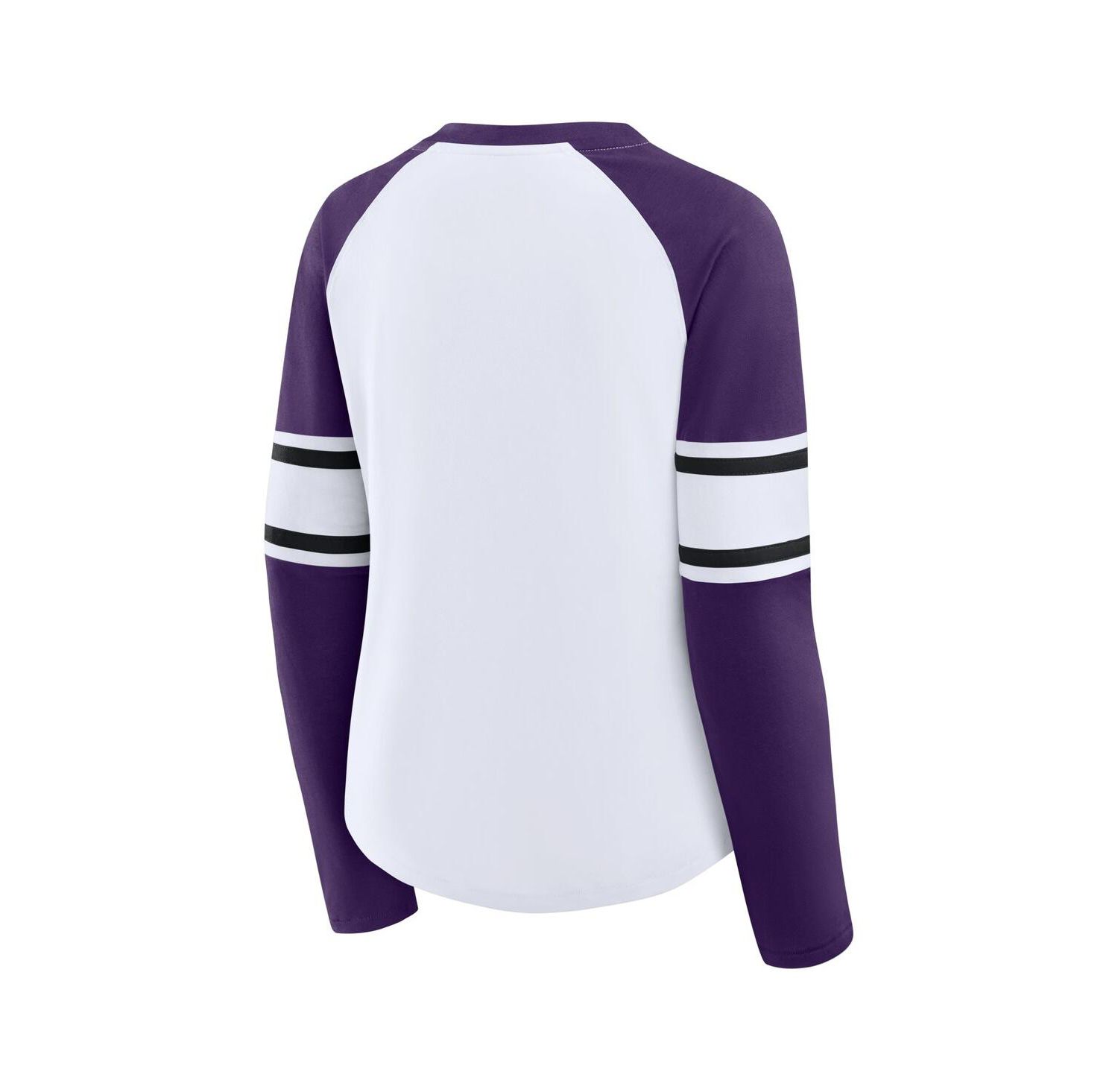 Women's White/Purple Baltimore Ravens Redzone Blitz Package Raglan Lace-Up V-Neck Long Sleeve T-Shirt