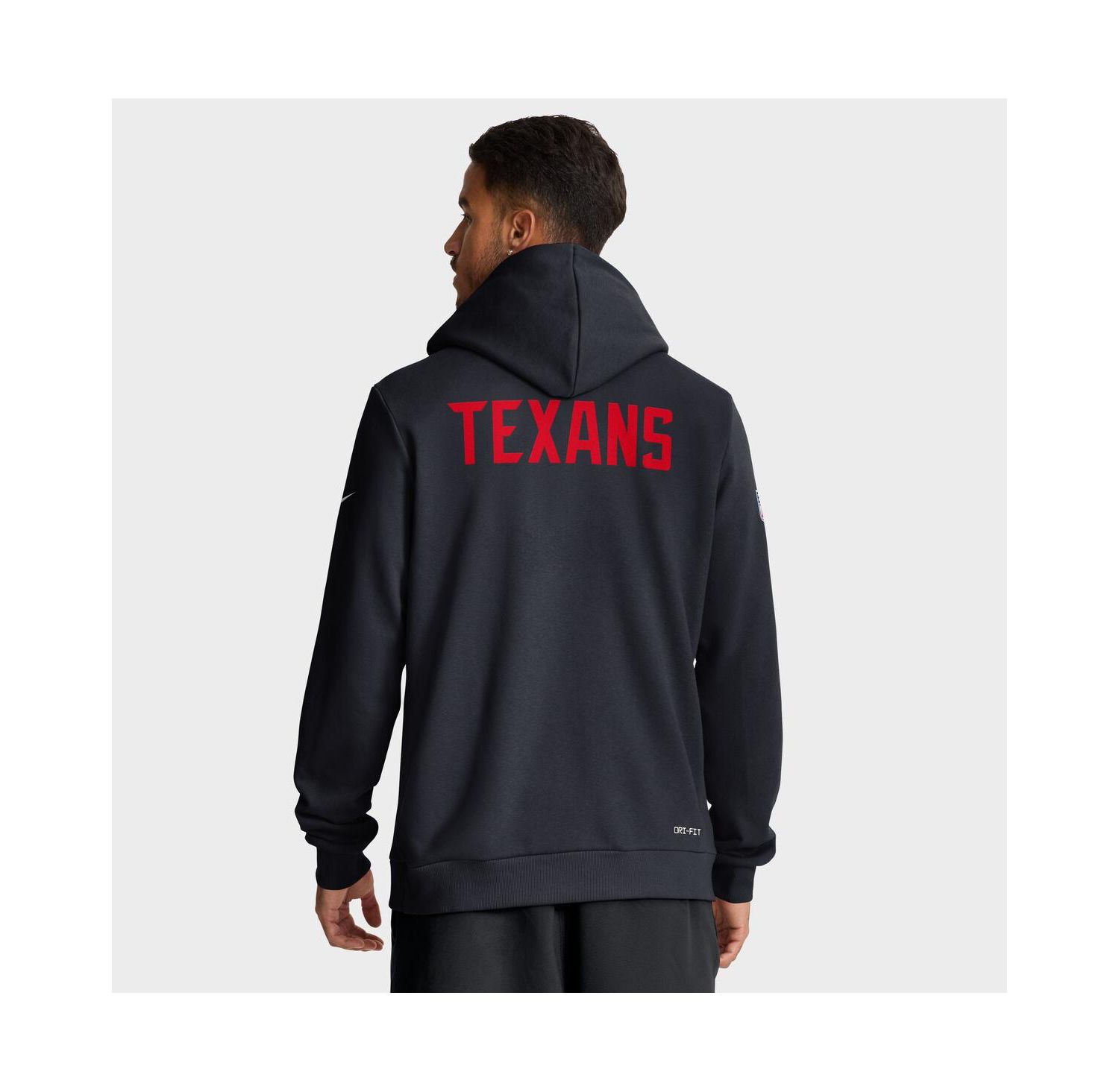 Men's Navy Houston Texans Sideline Offensive Set Play Performance Pullover Hoodie