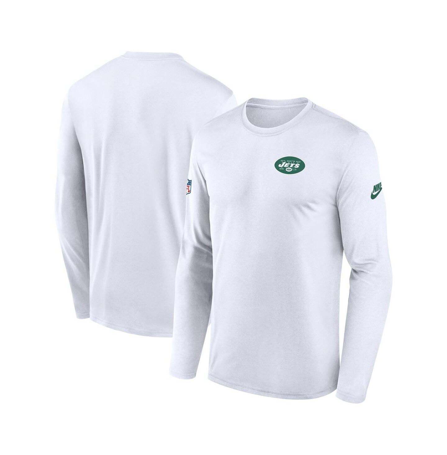Мужская футболка Nike White New York Jets Legend Small Logo Performance Long Sleeve — фото 1