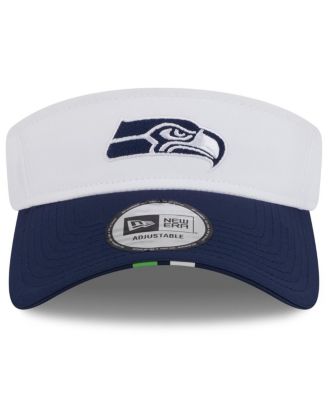 Men's White/College Navy Seattle Seahawks 2025 NFL Training Camp Adjustable Visor Hat